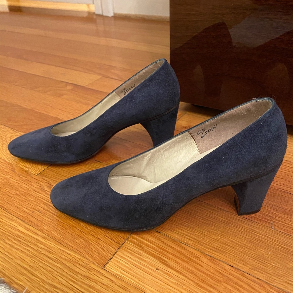 Vintage Herbert Levine Navy Suede Pumps
